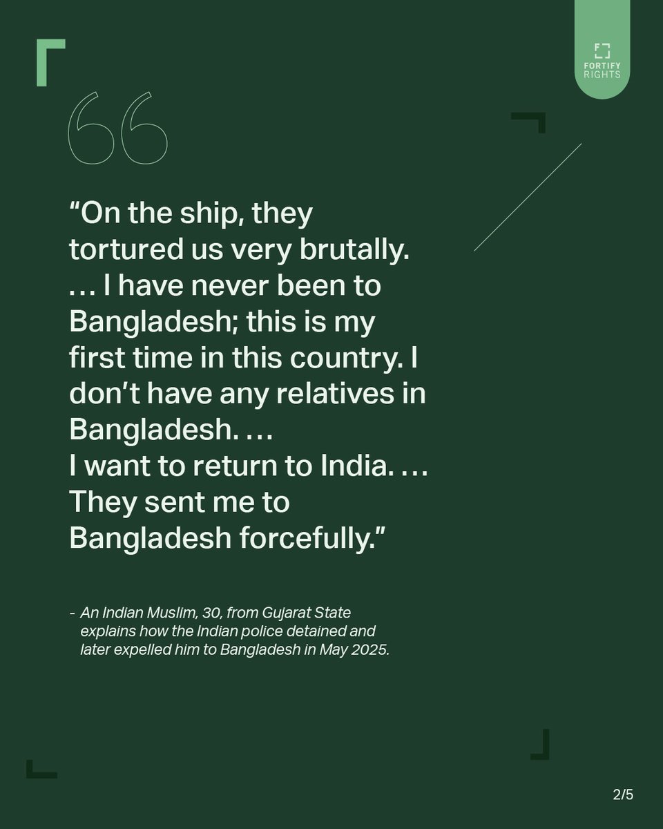 FortifyRights's tweet photo. 🇮🇳 India is arbitrarily arresting, torturing, and expelling Indian Muslim citizens and Rohingya refugees to Myanmar and Bangladesh under its “illegal immigrant” verification campaign.

Learn more in our investigation ⬇️ https://t.co/j0usLlvZZq