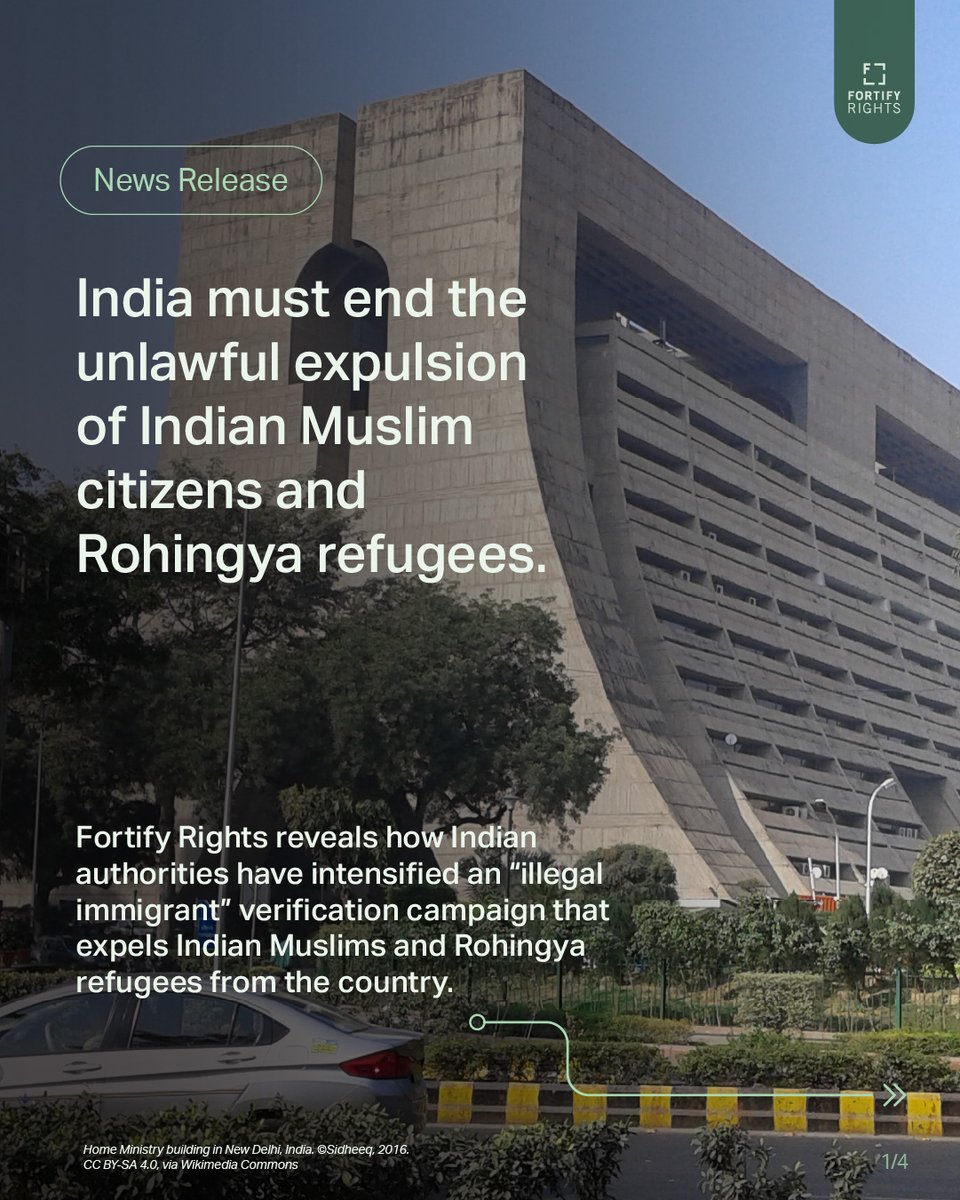 FortifyRights's tweet photo. 🇮🇳 India is arbitrarily arresting, torturing, and expelling Indian Muslim citizens and Rohingya refugees to Myanmar and Bangladesh under its “illegal immigrant” verification campaign.

Learn more in our investigation ⬇️ https://t.co/j0usLlvZZq