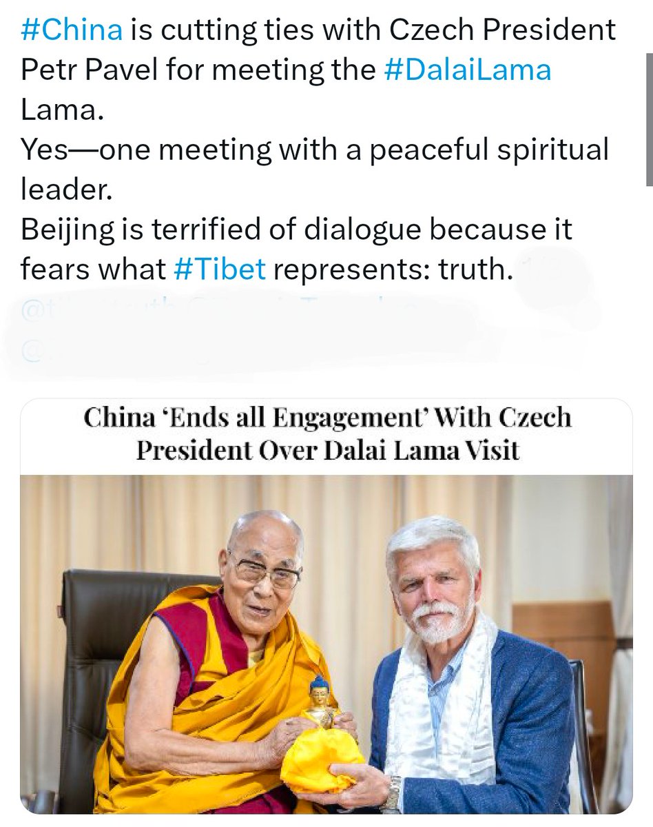#China་ཅེ་ཁེའི་ཙུང་ཐུང་པི་ཏེ་·ཕ་ཝེ་ཨེར་(Petr Pavel)བར་གྱི་འབྲེལ་བ་བཅད་ནས་བླ་མ་#DalaiLama་ལ་ཐུག་འཕྲད་བྱེད་བཞིན་ཡོད།
ཞི་བདེའི་བསམ་པའི་གཙོ་འཛིན་ཞིག་དང་ཐུག་འཕྲད་བྱེད་རྒྱུ་དེ་རེད།
<a href="/jenniferzeng97/">Inconvenient Truths by Jennifer Zeng</a> <a href="/KojiKawagu18292/">Koji Kawaguchi</a>
<a href="/mike877711/">མཐོ་སྒང་གི་འབྲོག་ཕྲུག（互Fo互Zan）</a> <a href="/PemaKhanduBJP/">Pema Khandu པདྨ་མཁའ་འགྲོ་།</a> <a href="/ShengXue_ca/">盛雪SHENG Xue</a> <a href="/SujeetKOfficial/">Sujeet Kumar 🇮🇳</a> 
#DalaiLama