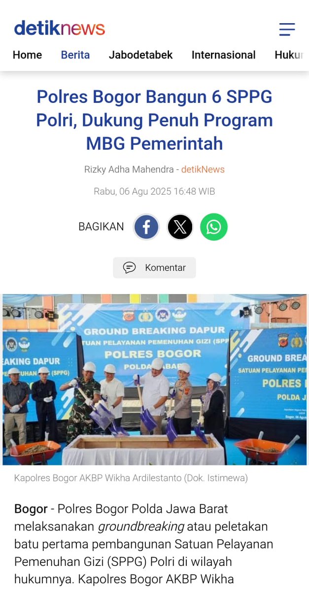 terima kasih banyak untuk polres bogor yang sudah membangun 6 sppg polri untuk mendukung penuh program mbg dari pemerintah.

#PolriPeduliGizi
Persiapkan Anak Indonesia