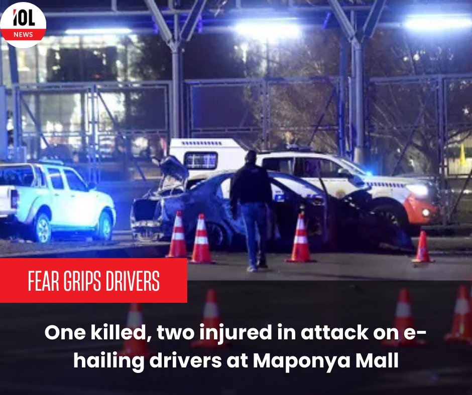 IOL's tweet image. One person is dead and two injured after a brutal attack on e-hailing vehicles in Soweto.
#MaponyaMall #Soweto #EHailing #TransportViolence #DriverSafety #SAPS #TaxiConflict #PublicSafety 
Read on tinyurl.com/3bdwk4db
