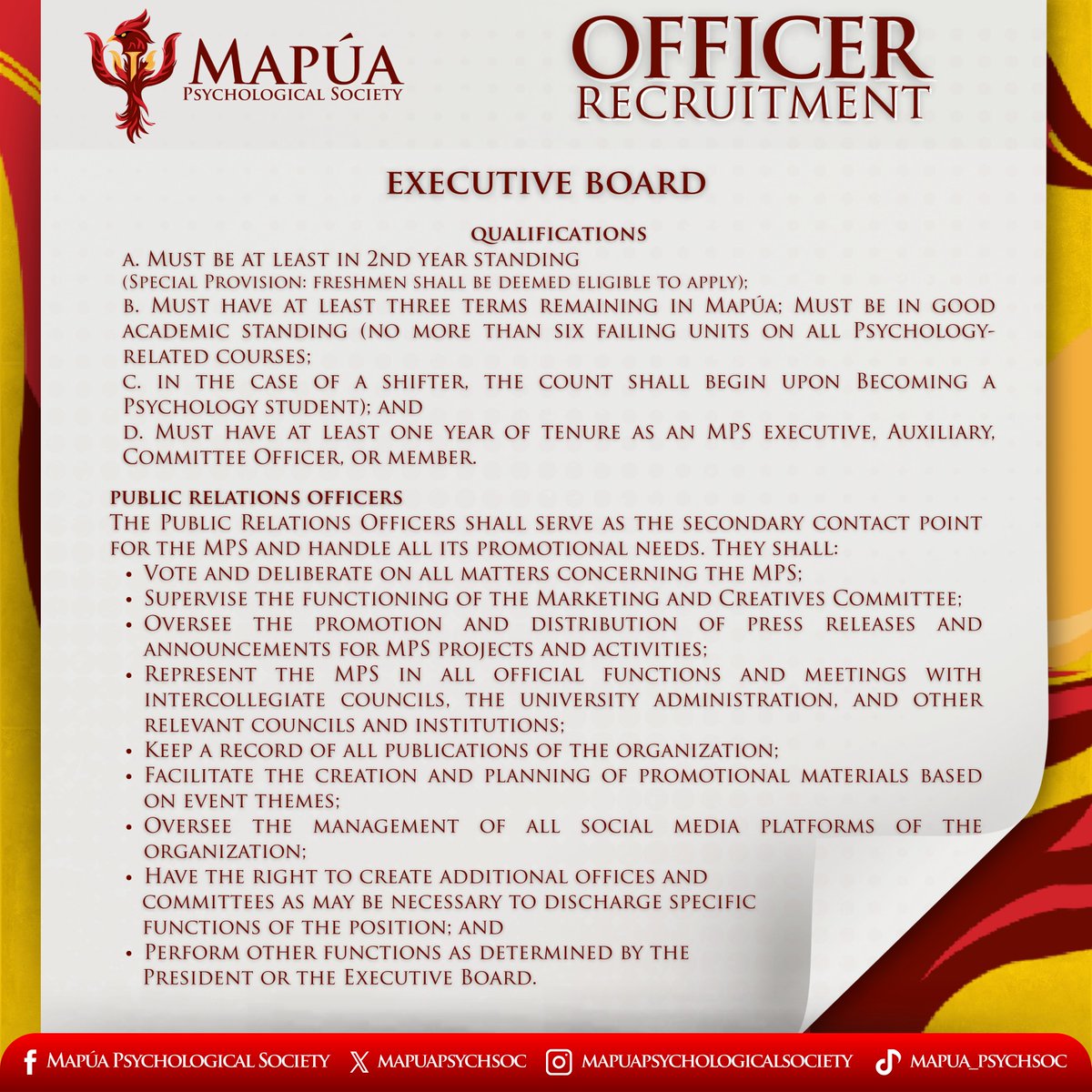 mapuapsychsoc's tweet photo. We’re looking for passionate and driven leaders to join our officer team for A.Y. ’25–’26. Step up, take charge, and help shape the future of the Mapúa Psychological Society!

📌 To register, scan the QR code or click on this link: https://t.co/UeSq2uOxFh https://t.co/nBILtdU7Rc