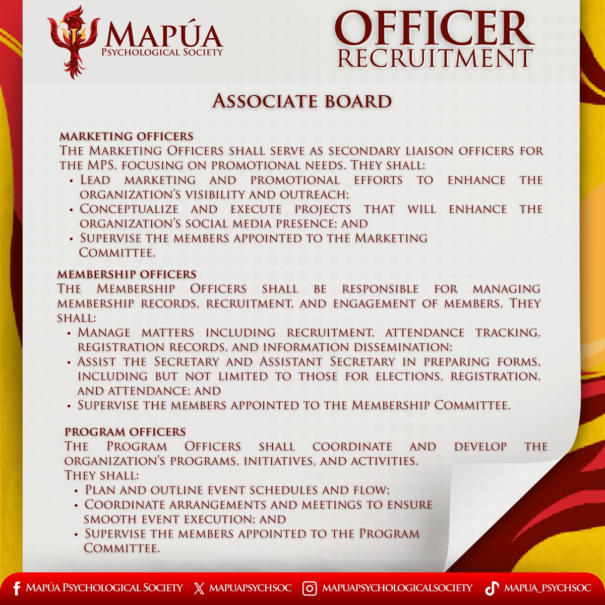 mapuapsychsoc's tweet photo. We’re looking for passionate and driven leaders to join our officer team for A.Y. ’25–’26. Step up, take charge, and help shape the future of the Mapúa Psychological Society!

📌 To register, scan the QR code or click on this link: https://t.co/UeSq2uOxFh https://t.co/nBILtdU7Rc