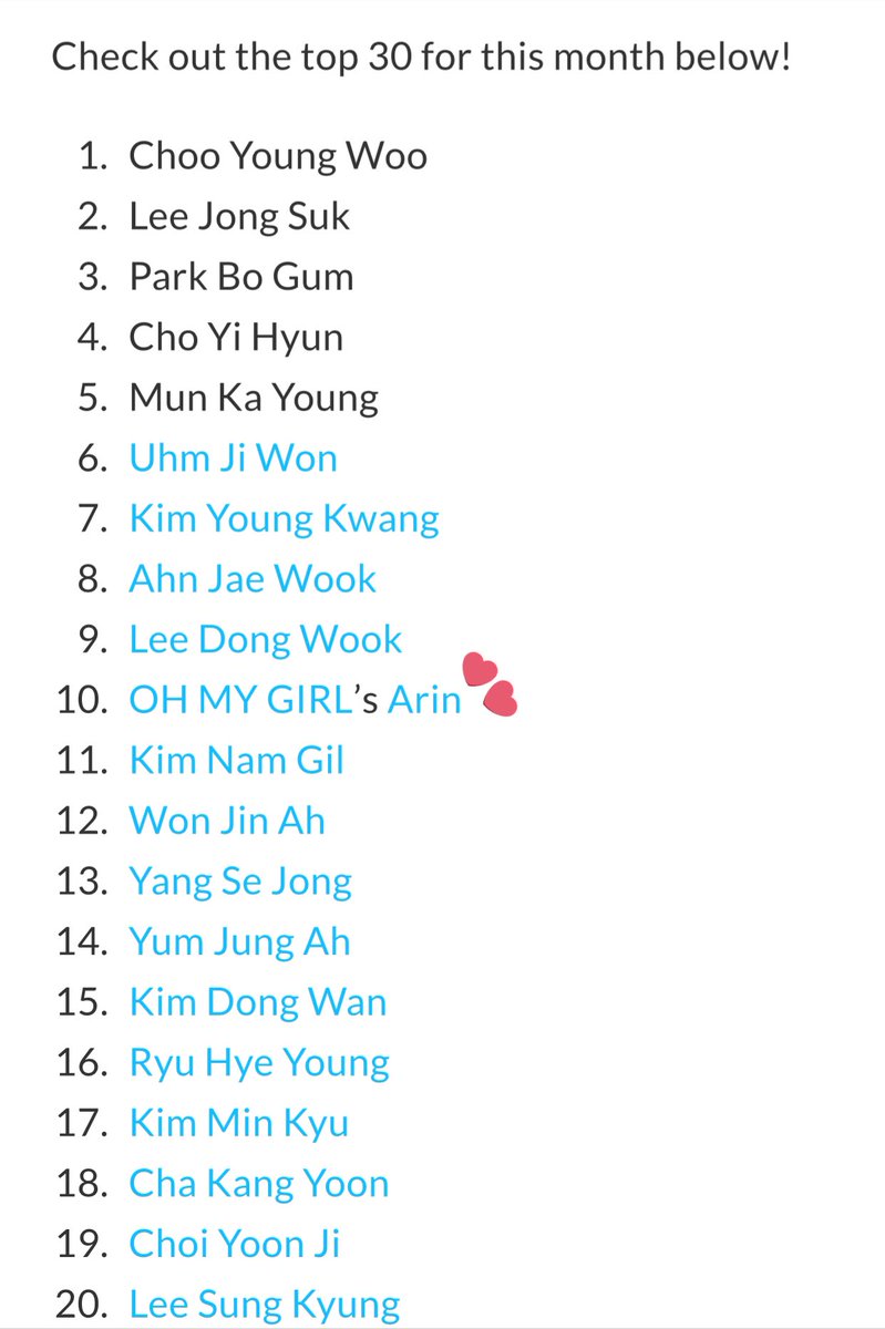 jiho_hamkke's tweet photo. 2025 August Drama Actor Brand Reputation Ranking.

10. OH MY GIRL #Arin https://t.co/xARtTk8Bee