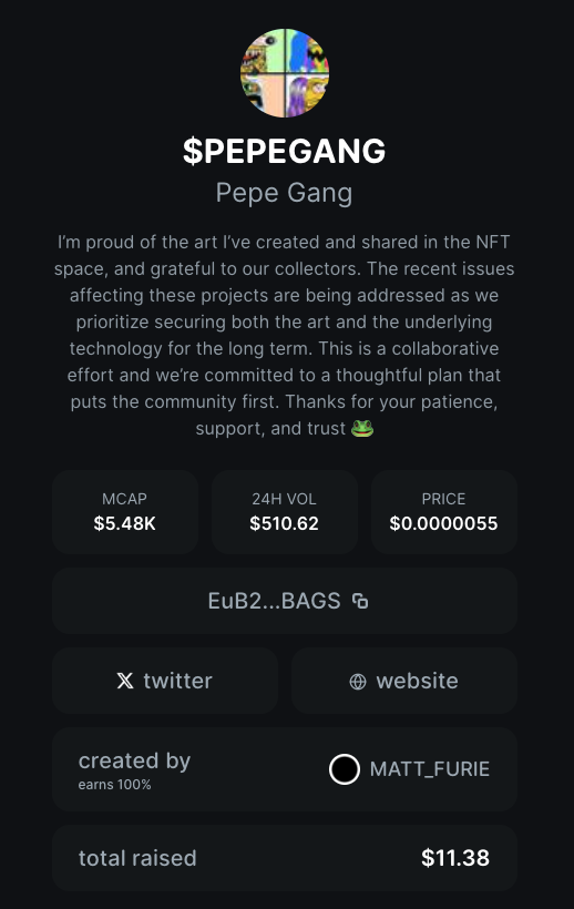 EthereumJones's tweet photo. If @Matt_Furie created $pwh
BYGhDWDYwb88ooXCjS6JRZLhmaEY6xSR6V9gw45wBAGS
He then also created #pepegang
EuB2fywxrNGLBc3M2HvSFJ5Ew2xSYkpk4tSVUmyuBAGS https://t.co/hd7Qy7Of7Z