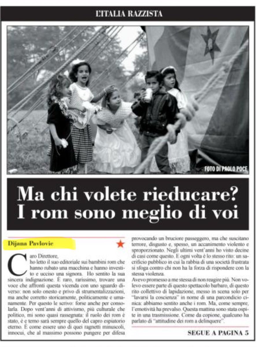 fratotolo2's tweet photo. “I rom sono meglio di voi”
Non è razzismo affermare che un’etnia sia meglio di un’altra?
Dijana Pavlovic è un’attivista rom naturalizzata italiana. https://t.co/fCITpuBREr