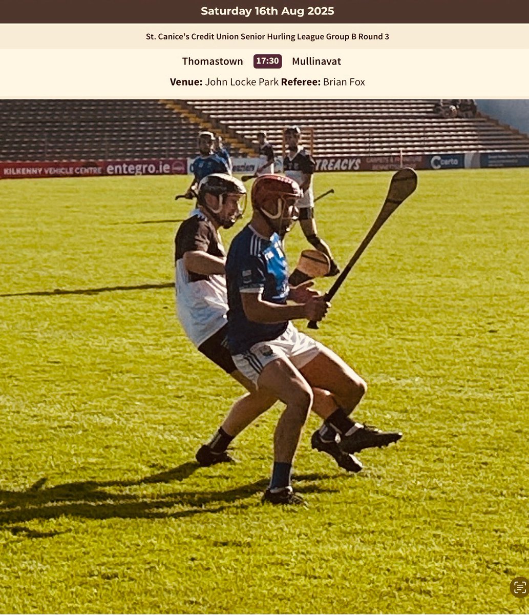 Mullinavat GAA (@gaamullinavat) on Twitter photo MATCHDAY THREE
<a href="/StCanicesCU/">St. Canice's CU</a> <a href="/KilkennyCLG/">Kilkenny GAA</a>
We play <a href="/ThomastownGAA/">Thomastown GAA Club</a> on Saturday evening next at <a href="/JohnLockesGAA/">John Lockes GAA</a> at 5.30pm.
Please come along and support the Vegas boys ⚫️⚪️ MATCHDAY THREE
<a href="/StCanicesCU/">St. Canice's CU</a> <a href="/KilkennyCLG/">Kilkenny GAA</a>
We play <a href="/ThomastownGAA/">Thomastown GAA Club</a> on Saturday evening next at <a href="/JohnLockesGAA/">John Lockes GAA</a> at 5.30pm.
Please come along and support the Vegas boys ⚫️⚪️