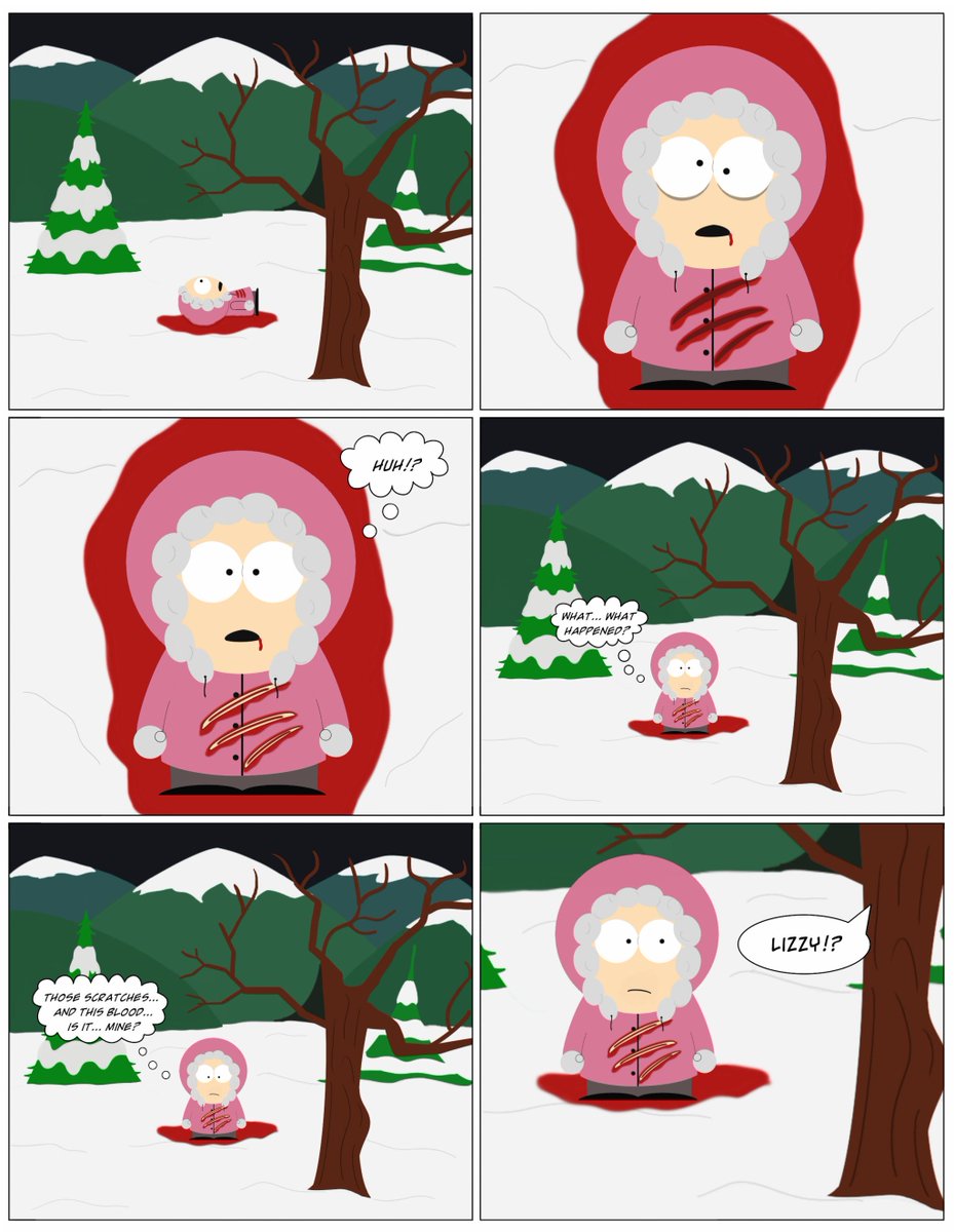 rickyriddleART's tweet photo. @SouthPark A little comic I did about the character Lizzy from Cartman's Silly Hate Crime, as an epilogue to her encounter with the bear. https://t.co/VpOTB7aLnN