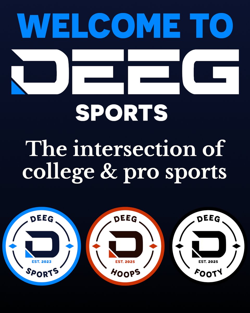 DeegSports's tweet photo. Welcome to DeegSports — the intersection of college &amp; pro sports 📊

The new brand package is here to mark the beginning of a new era of DeegSports. A new look, with the same reliable data &amp; insightful content. 

🧵 Thread below with more information &amp; examples https://t.co/3SSodczuwM