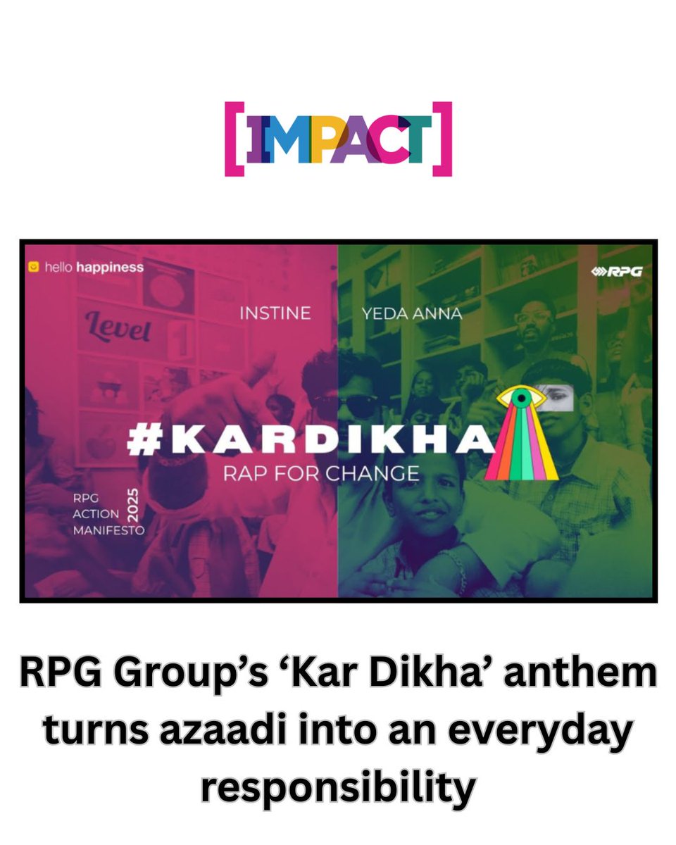 IMPACT_onnet's tweet image. Blending patriotism with purpose, RPG Group’s ‘Kar Dikha’ anthem inspires citizens to channel the spirit of Independence into everyday actions.

#IndependenceDay2025 #RPGGroup #RPGEnterprises #KarDikha #Instine #YedaAnna #Alphabooom #UdayanDutt