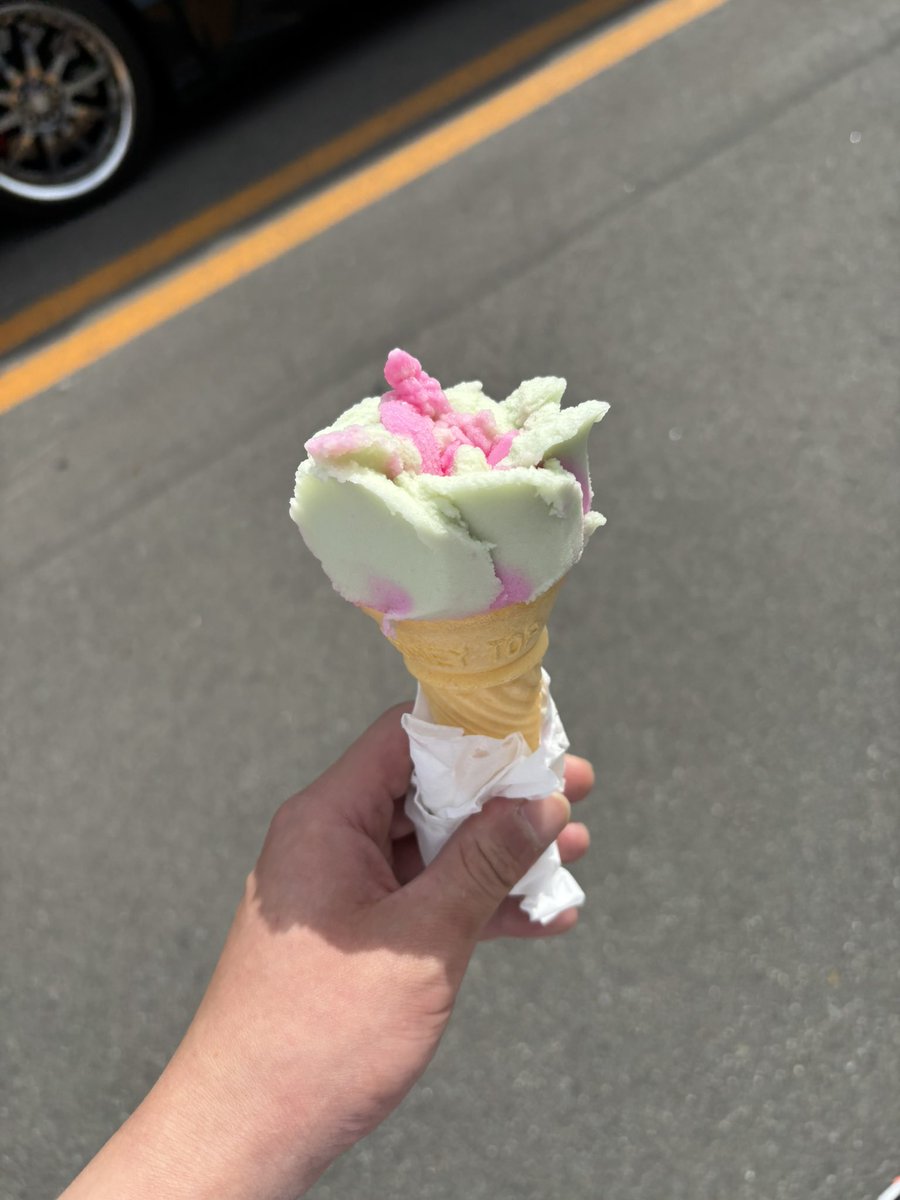 ババヘラアイス🍦
期間限定のいちごメロンらしい(  '-' )