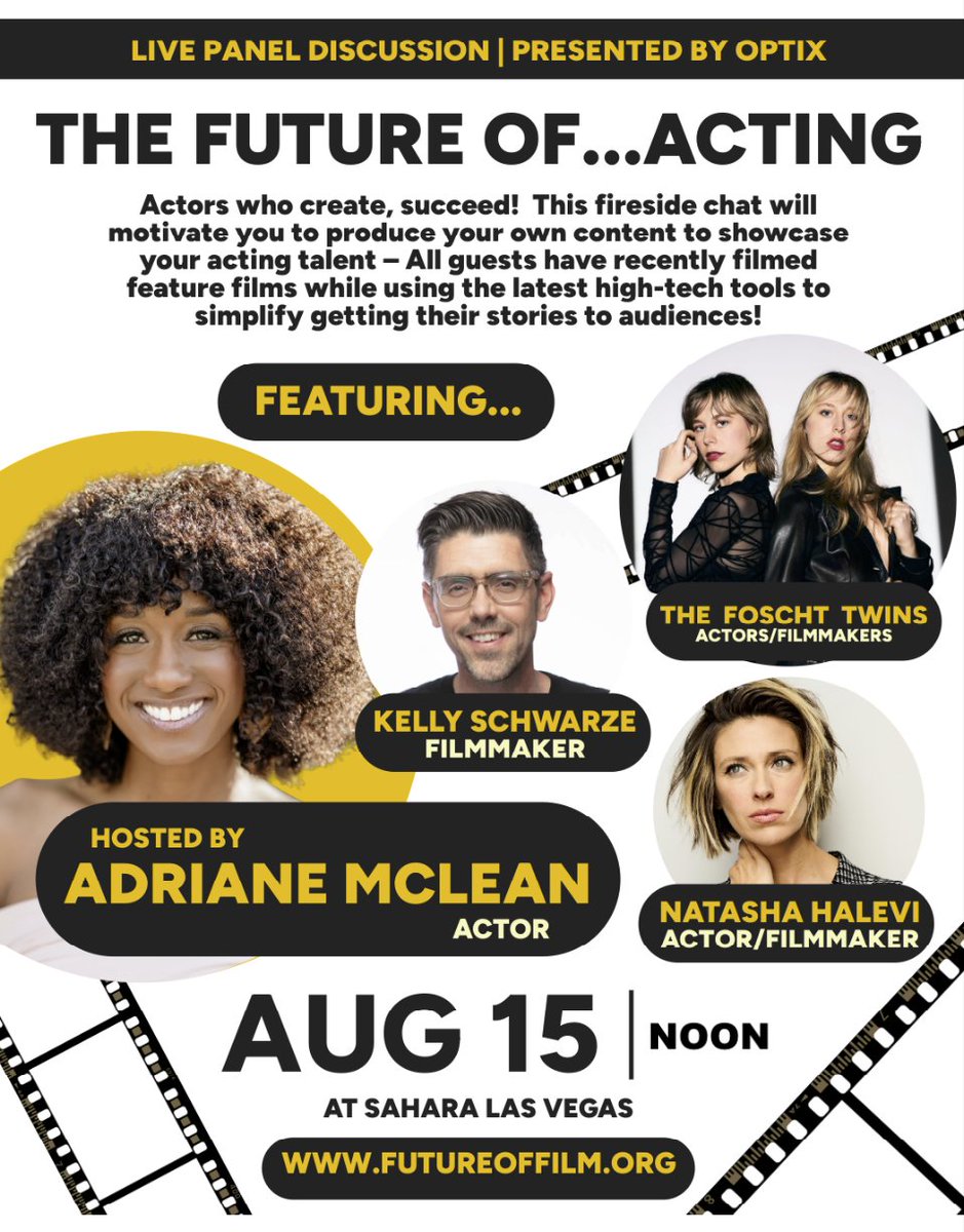 #FOFA #OPTIXFEST - PANEL  SERIES

Actors who create, succeed!  This will motivate you to produce your own content to showcase your acting talent–All guests have recently filmed feature films while using the latest high-tech tools to simplify getting their stories to audiences!