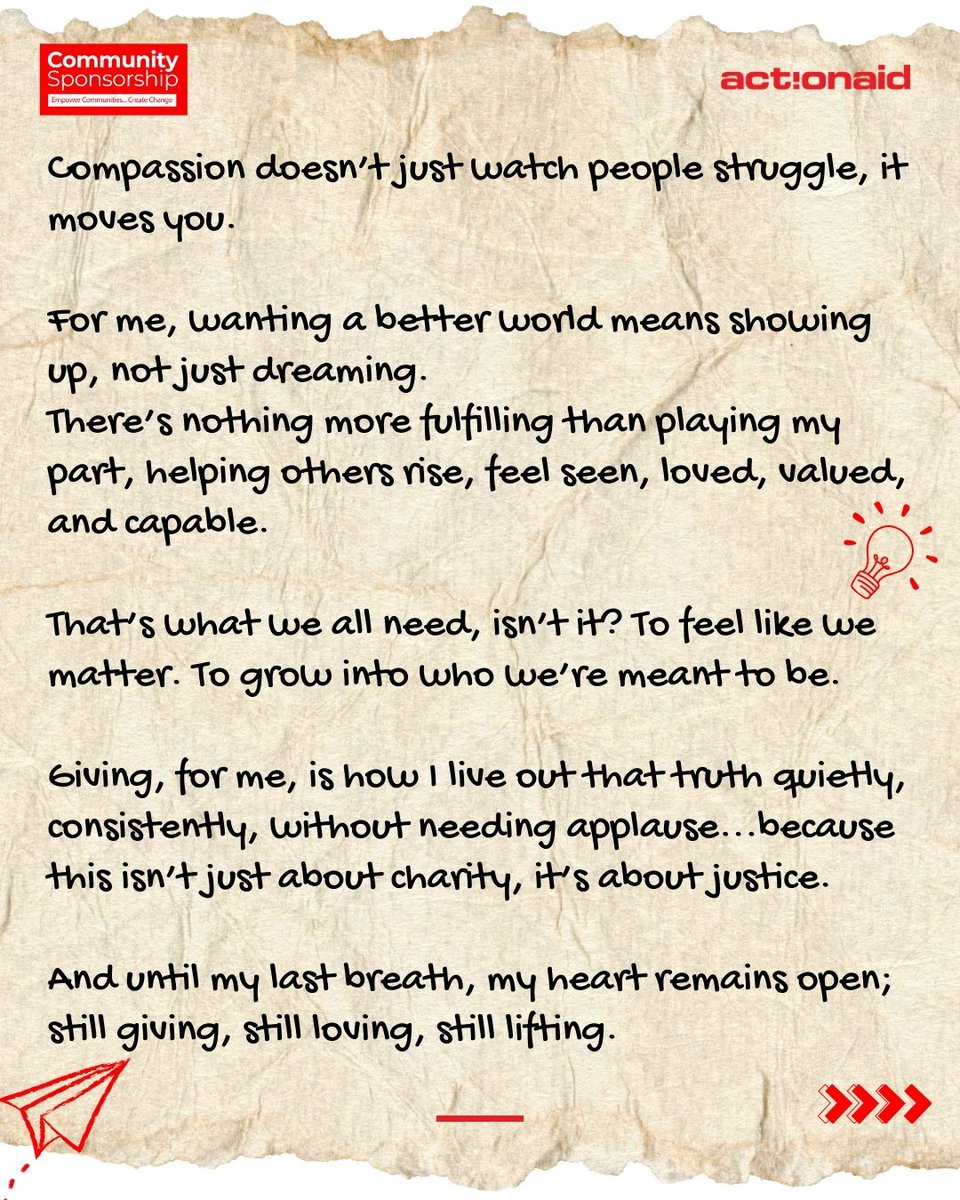 ActionAidNG's tweet photo. For @ejembiabah_ he believes "Compassion doesn’t just watch people struggle, it moves you."
Giving isn’t charity... it’s justice.
Start your Community Sponsorship journey today with just ₦3,000/month.
Send us a DM for more information
#WhyIGive #CommunitySponsorship https://t.co/kmqNxlRWLk