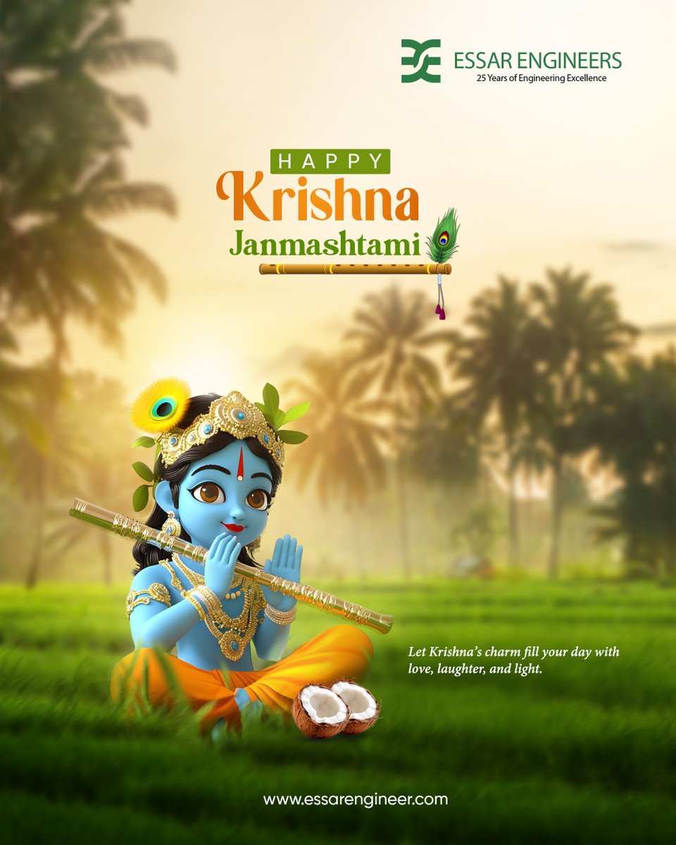 EssarEngineers's tweet photo. Let the 𝐜𝐡𝐚𝐫𝐦 𝐨𝐟 𝐊𝐫𝐢𝐬𝐡𝐧𝐚 𝐜𝐨𝐥𝐨𝐮𝐫 your day in joy, fill your space with love, and leave behind sparkles of gentle mischief.

#KrishnaJanmashtami #Janmashtami2025 #JaiShriKrishna #LittleKrishna #RadheRadhe #GovindaHari #EssarEngineers https://t.co/BeqmT6wzG7