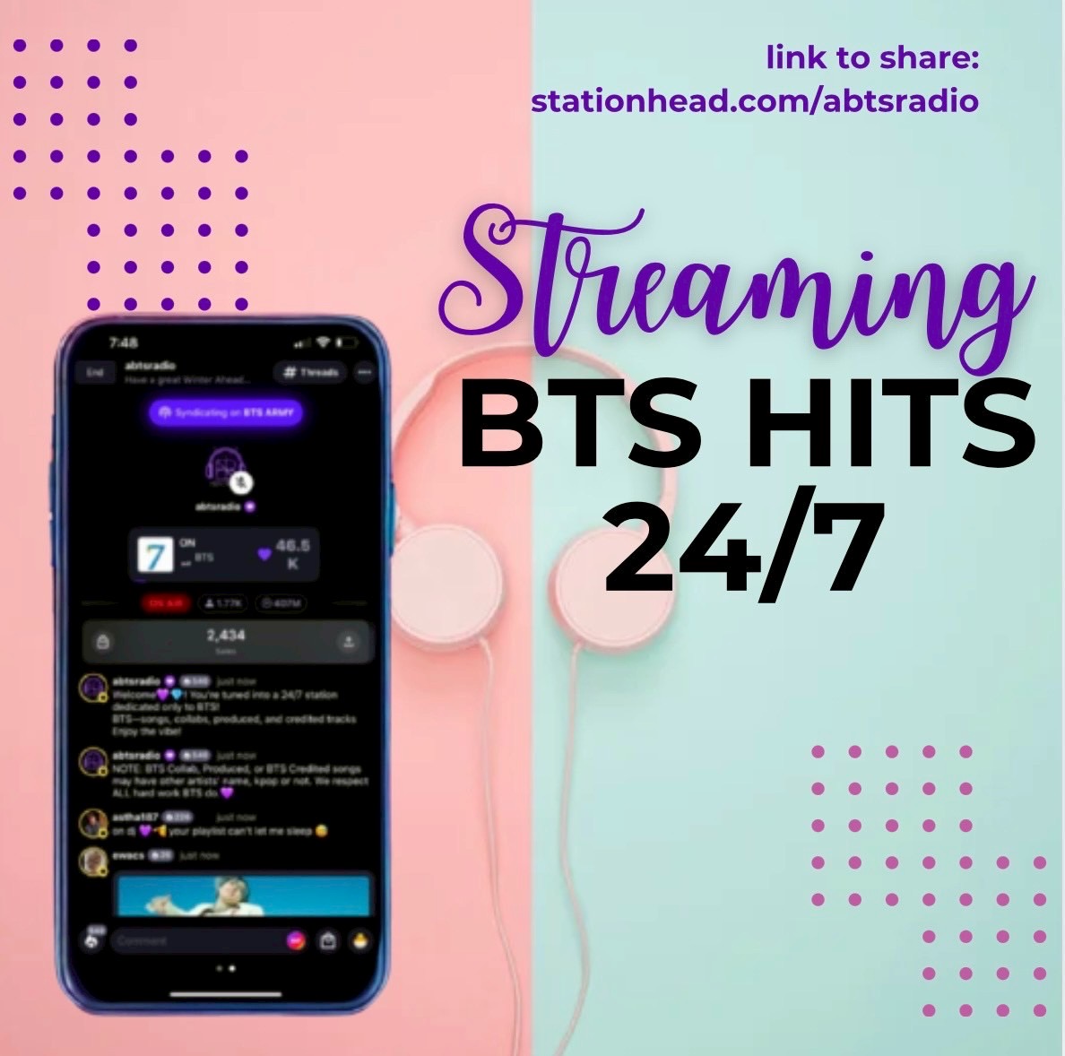 24/7 <a href="/BTS_twt/">방탄소년단</a> 🎶

📻 stationhead.com/abtsradio