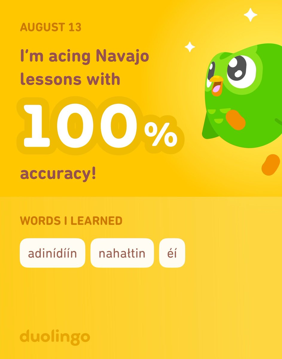 math64black's tweet photo. I’m learning Navajo on Duolingo! It’s free, fun, and effective. https://t.co/H0vjJOdWAq