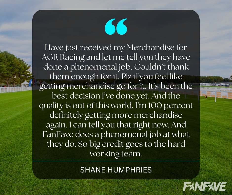 Such a glowing review from one of our new partners! Here at FanFave, we're extremely passionate about horse racing and customer service, so to serve the industry and help fans and owners express their passion too brings us great pride.
<a href="/AlexRaeRacing/">Alex Rae Racing</a>