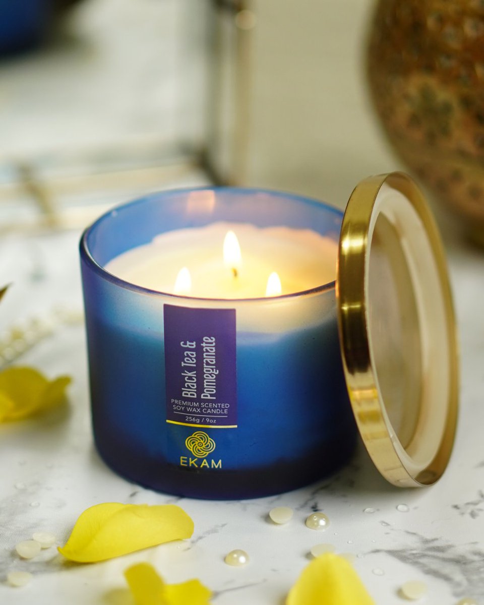 Forget flowers. Forget chocolates.
Give them a #BlackTeaandPomegranate 3-Wick Candle. Because memories &gt; clichés. 🖤

#FeelGoodWithEKAM #soycandles