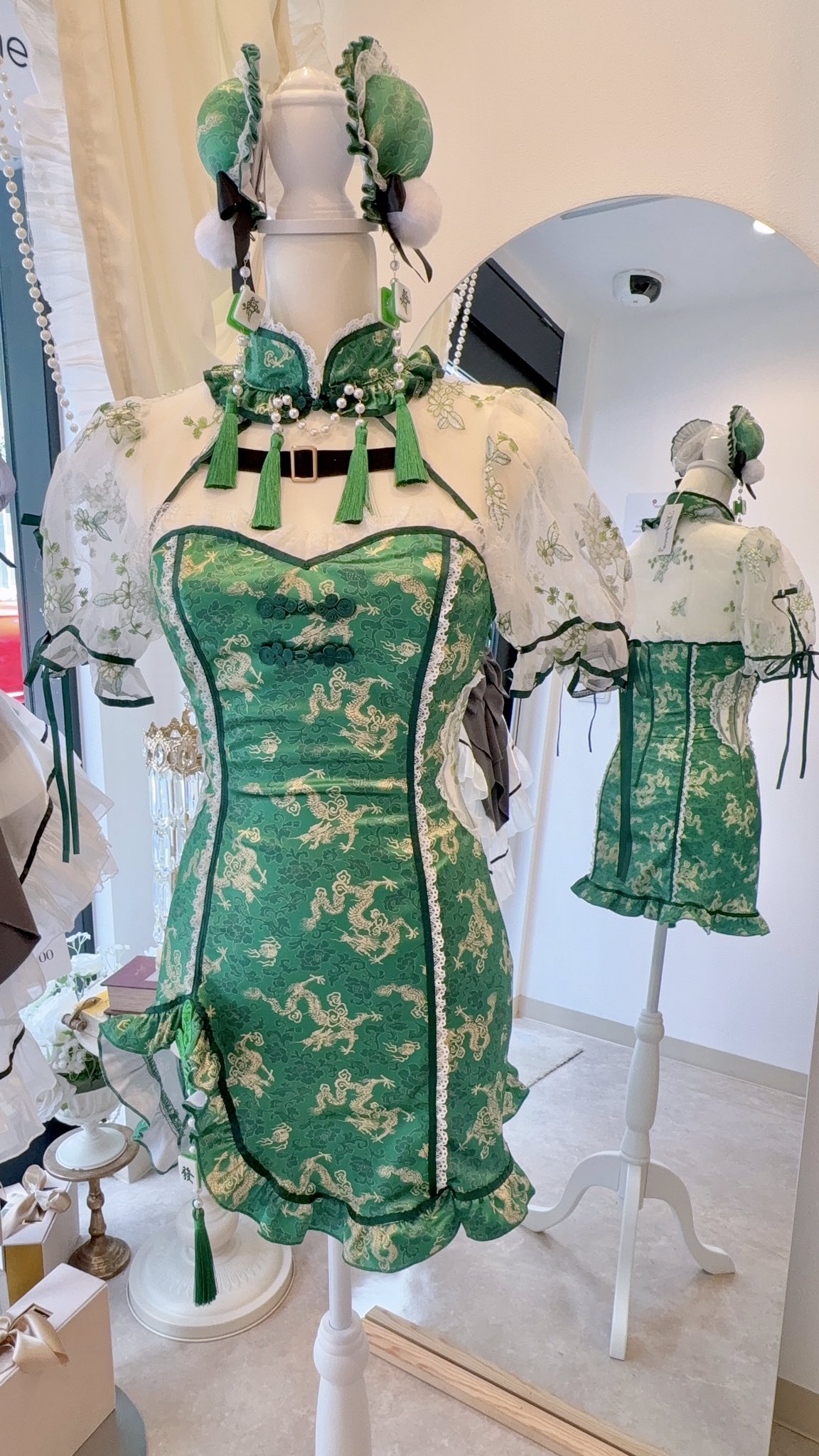 malymoon パフスリーブ麻雀チャイナ グリーン　コスプレ 予約-8月下旬頃より順次発送予定】[Malymoon限定]パフスリーブ