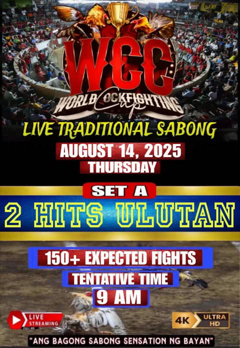 mudvox's tweet image. WCC 190 PLASADA 
SELF CI &amp;amp; CO

AUGUST 14, 2025 
🛑Set A - 2 Hits Ulutan 

 register po lamang sa link👇🏼
Player link registration👇
wccgames8.com/register/U8LIK…

Agent link registration👇 (1.8%)
wccgames8.com/register/U8LIK…

Log in link: wccgames8.com

#worldcockfighting
