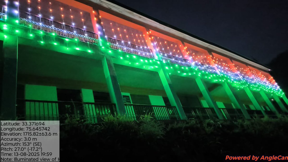 SchoolEdujkut's tweet image. As we gears up to celebrate I D 25, Schools across J&amp;amp;K, are illuminated in the vibrant colours of the Tiranga

The illumination is part of the #HarGharTiranga campaign, inspiring every citizen to celebrate the spirit of freedom and unity. @EduMinOfIndia @CM_JnK @OfficeOfLGJandK