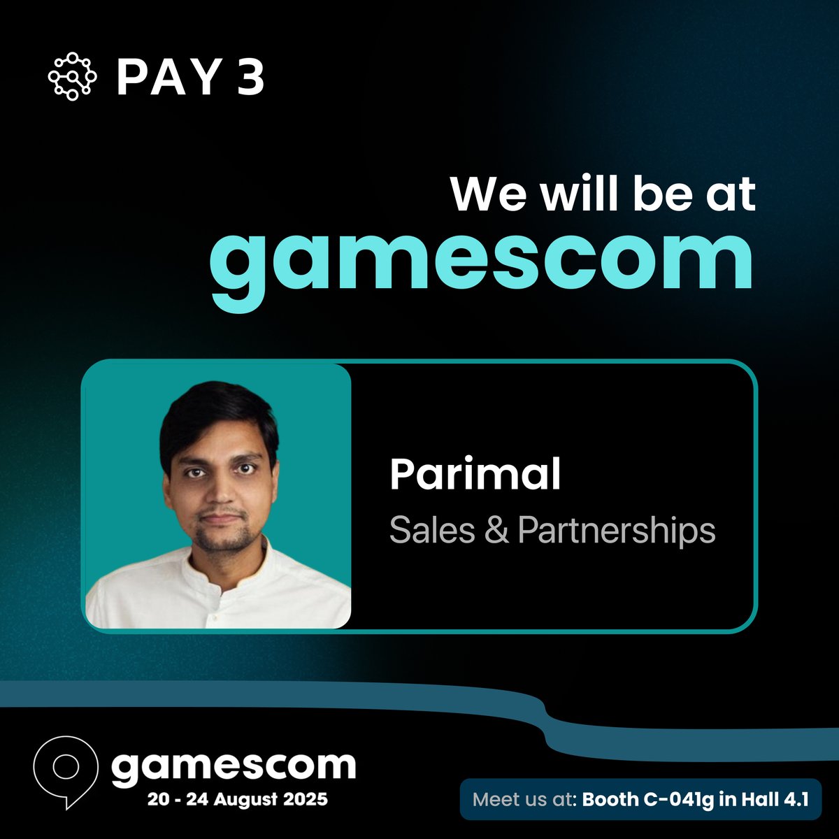 Meet our gaming payments expert at <a href="/gamescom/">gamescom</a>! Stop by Booth C-041g in Hall 4.1 and discover how we’re revolutionizing gaming payments.🎮

#Gamescom #MeetTheTeam #Pay3