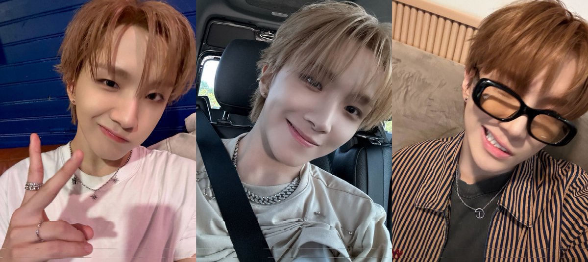 forwoonhak's tweet photo. pinkish brown → blondish brown → orange brown https://t.co/XHZfiqJkqN