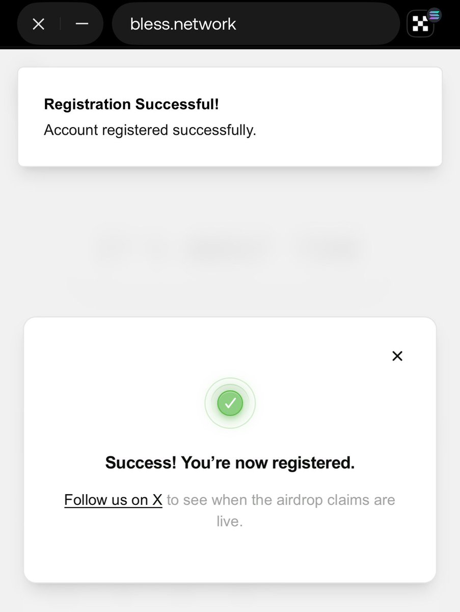 _ifycalex's tweet image. Are you getting the “internal error” message while trying to register for the @theblessnetwork ?

Fund the Solana wallet with $2 - $5. The money won’t be deducted, Bless need it to confirm the authenticity of the wallet.