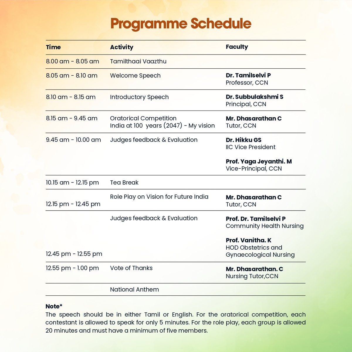 chettinad_univ's tweet image. 🇮🇳✨ Innovate India – Celebrate Freedom! ✨🇮🇳
Aug 14 | 8AM–1PM | Lecture Hall-5, CCN
 Oratorical: India at 100 – My Vision
 Role Play: Vision for Future India
#IndependenceDay2025 #AzadiKaAmritKaal #InnovateIndia #ChettinadNursing #Vision2047 #ChettinadPride #FutureIndia #CARE