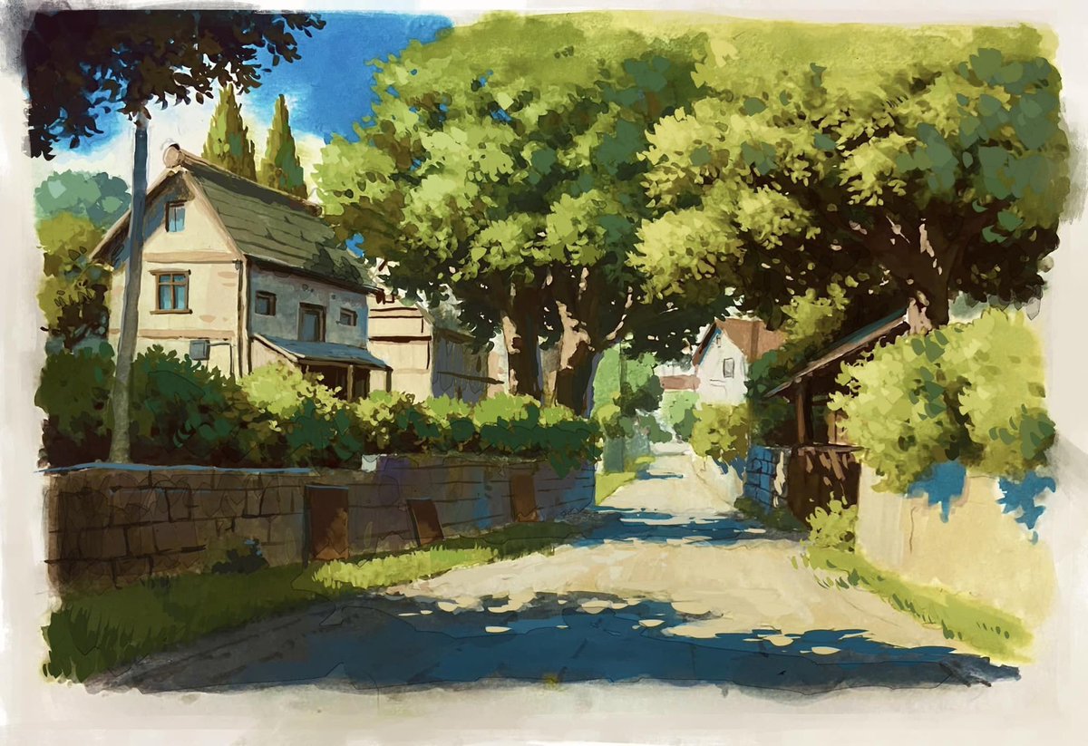 hoseki_raito's tweet image. background art - poster color on paper 

#art #concept #painting #portfolioday
#illustration #background