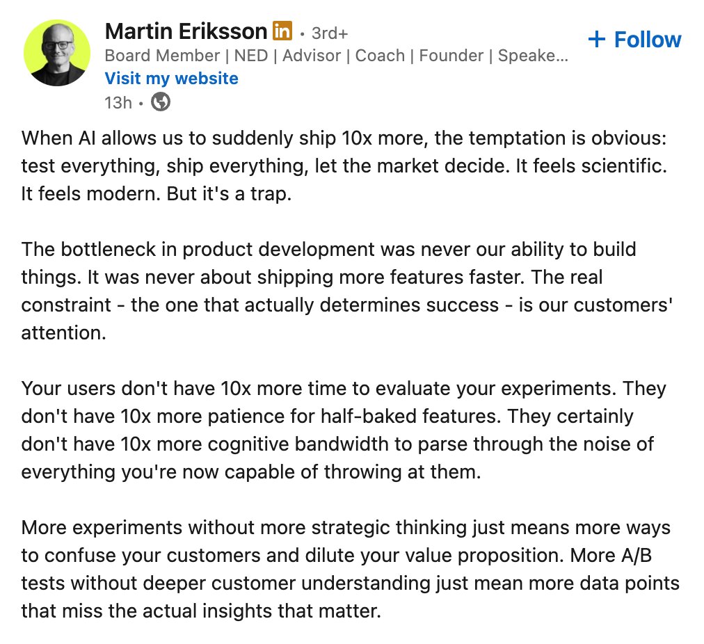 you rarely come up with good content on Linkedin, this is the rare