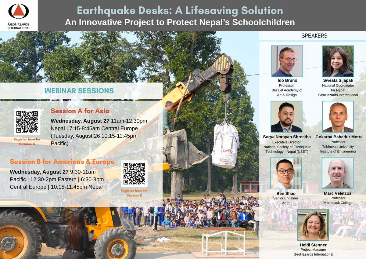 geosafety's tweet photo. Announcing a GHI webinar! Earthquake Desks are an innovative solution to protect Nepal’s schoolchildren – a cost-effective, interim approach until seismically vulnerable schools can be made safer. Registration is open! https://t.co/JLjQiwJVwj https://t.co/RwSLN7VjKm