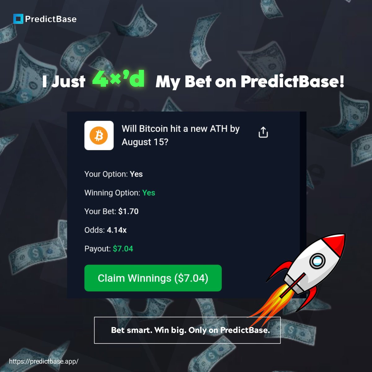 Kay Cee Pee π π₯· (@_kayceepee) on Twitter photo Recently turned $1.70 into $7.04 when BTC hit a New ATH
No Trading Experience, No complex work
Just made prediction on <a href="/PredictBase/">PredictBase</a> and boom π€― breakfast is served π₯π°
predictbase.app is all you need to get started π
Let your predictions earn for you π«΅ Recently turned $1.70 into $7.04 when BTC hit a New ATH
No Trading Experience, No complex work
Just made prediction on <a href="/PredictBase/">PredictBase</a> and boom π€― breakfast is served π₯π°
predictbase.app is all you need to get started π
Let your predictions earn for you π«΅