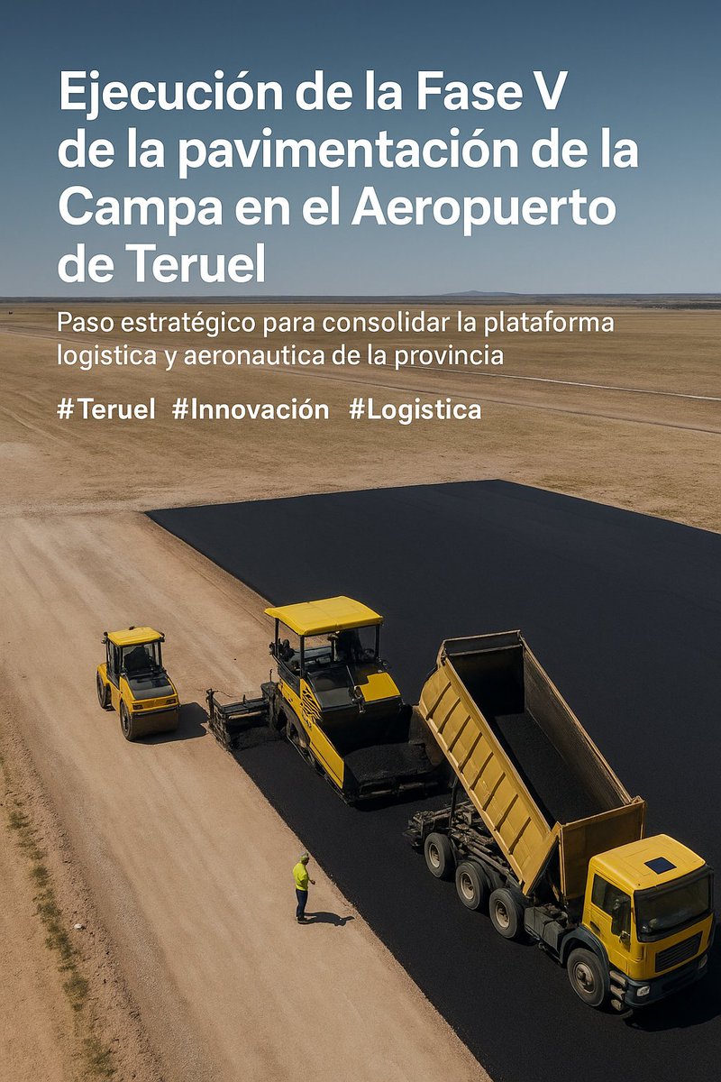 Aeropuerto de Teruel, vuela la innovación (@aeropuerteruel) on Twitter photo Ejecución Fase V pavimentación Campa Aeropuerto de Teruel, paso estratégico para consolidar la plataforma aeronáutica.
Integra innovación, eficiencia energética y durabilidad, alineado con visión de crecimiento sostenible y generación de valor local. <a href="/Ayto_Teruel/">Ayuntamiento de Teruel</a> <a href="/aeropuerteruel/">Aeropuerto de Teruel, vuela la innovación</a> Ejecución Fase V pavimentación Campa Aeropuerto de Teruel, paso estratégico para consolidar la plataforma aeronáutica.
Integra innovación, eficiencia energética y durabilidad, alineado con visión de crecimiento sostenible y generación de valor local. <a href="/Ayto_Teruel/">Ayuntamiento de Teruel</a> <a href="/aeropuerteruel/">Aeropuerto de Teruel, vuela la innovación</a>