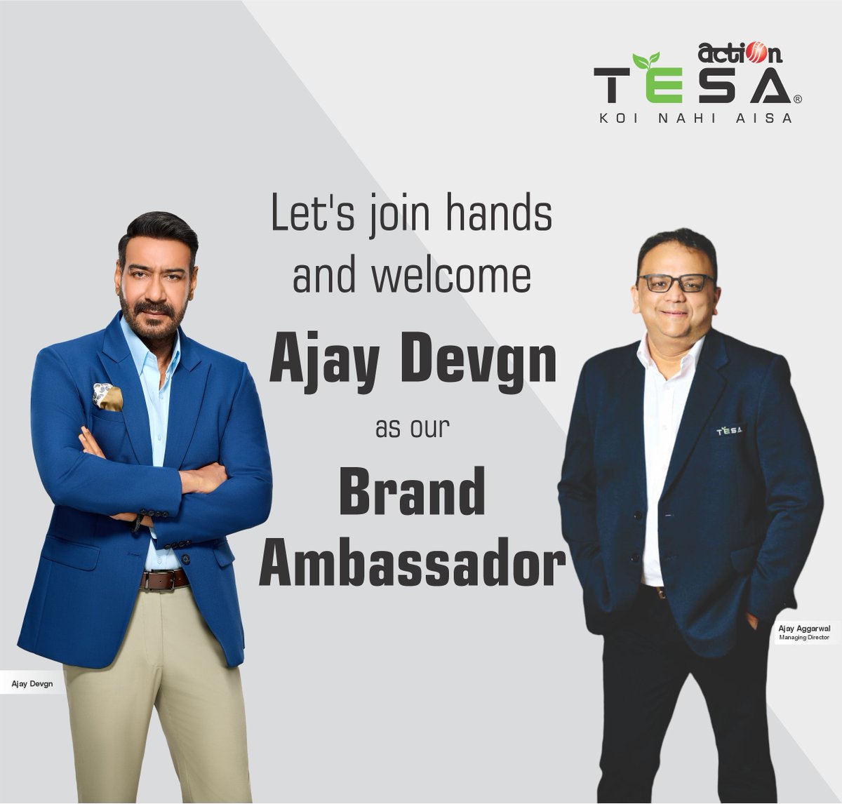 Action TESA Welcomes Ajay Devgn as Brand Ambassador!
Action TESA - Koi Nahi Aisa

#ActionTESA #KoiNahiAisa #AjayDevgn #AjayDevgnForTESA #TESASalaam #InteriorDesign #HomeInteriors