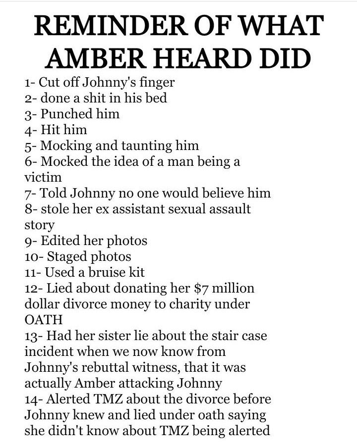 1. It was proven in a 6 week trial she was the abuser not him ! After she falsified evidence in uk trial 2. Uk trial was not against her , he wasn’t found guilty of nothing 3. She was the one who abused multiple people oh and btw who r these others he abused ? 🥴 🤔