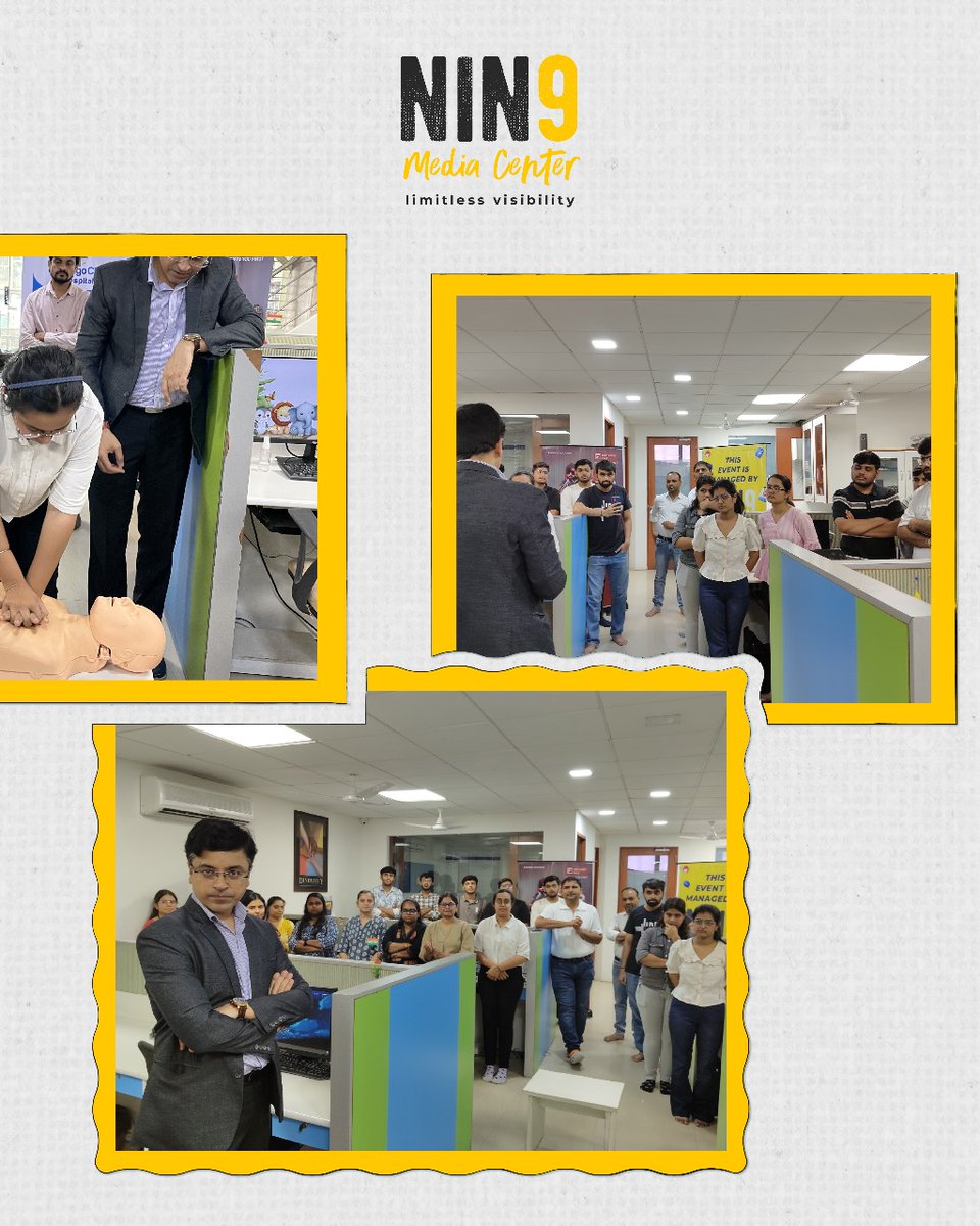 ninemediacenter's tweet photo. Awareness + Preparedness = Saved Lives 🫀✨
We managed a CPR &amp; Health Awareness Event at NicheTech Solutions with Shree Shankhnaad Charitable Trust &amp; Marengo CIMS Hospital, led by Dr. Harshil Mehta.
Skills, knowledge &amp; confidence to act — that’s impact! 💪
#NineMediaCenter #CPRT https://t.co/25U5k0w8JH