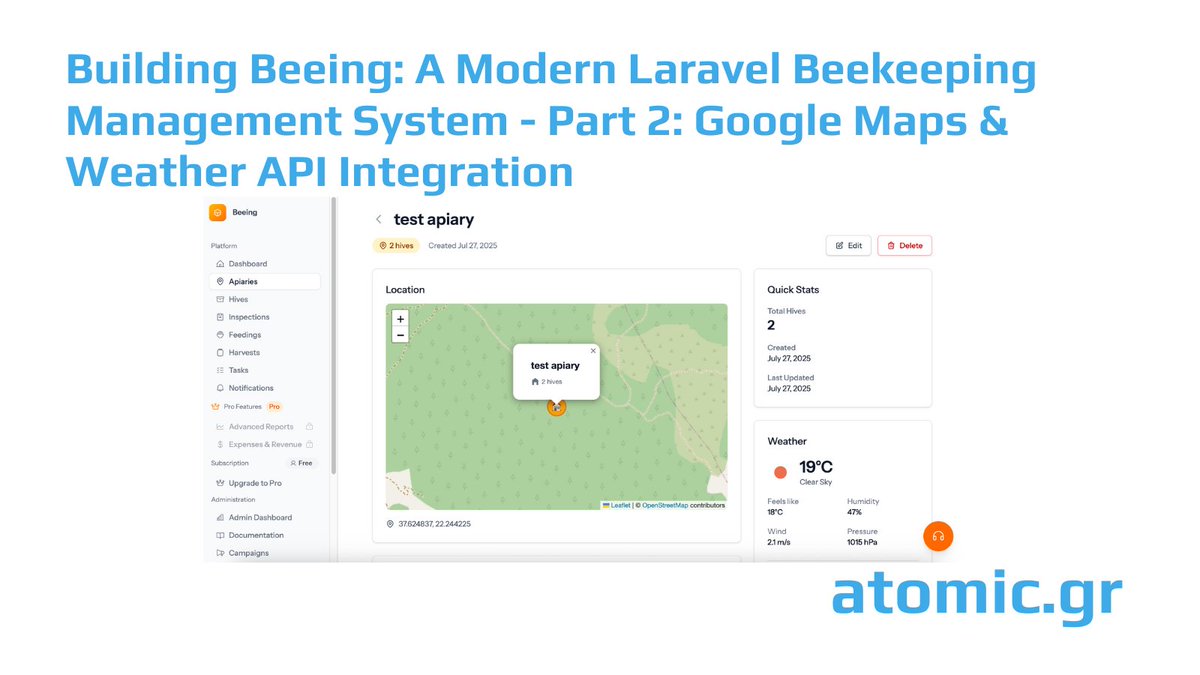 thkafadaris's tweet image. 🐝 Beekeeping today is more than just tending to hives — it’s about data-driven decisions.
In part 2 of our Beeing series, we’re showing how Google Maps + OpenWeatherMap are transforming apiary management.
👇 #Beekeeping #BeeTech #AgriTech