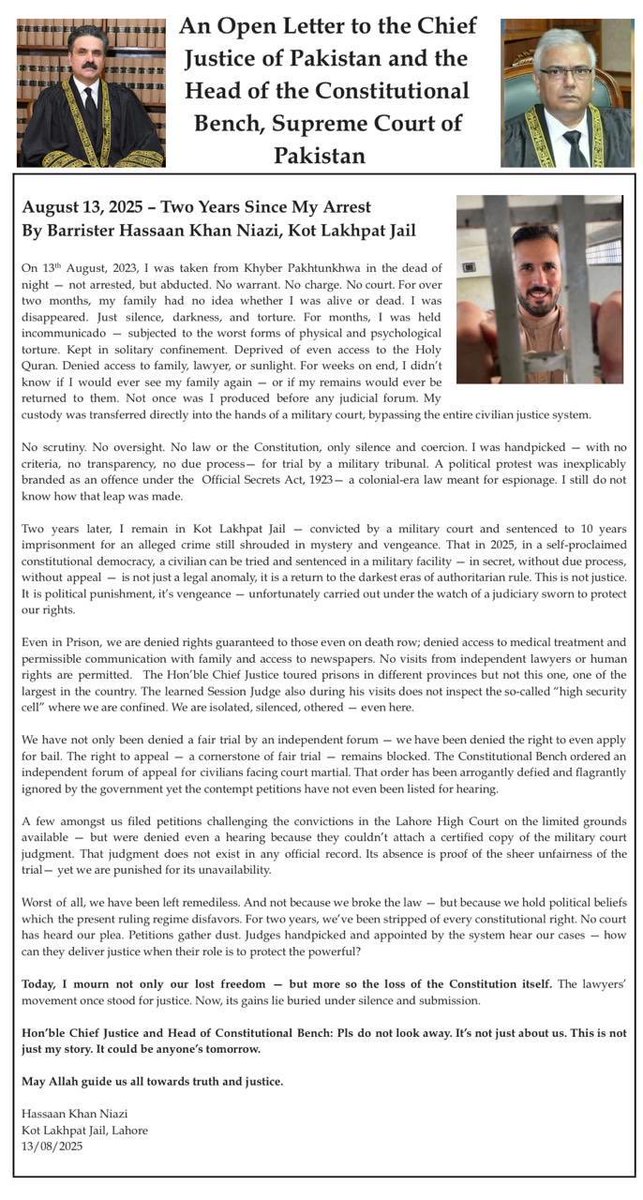hafeezullah_k's tweet photo. Barrister Hassaan Niazi's open letter to Chief Justice Pakistan SC, Quaid's Pakistan.    یہ 👇🏼ہے قائداعظم  کا پاکستان😔 https://t.co/NARFw33a3i