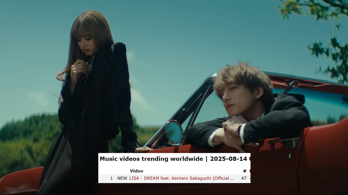 TheePopCore's tweet photo. LISA's "DREAM" ft. Kentaro Sakaguchi (Official Short Film MV) is currently trending at #1 on YouTube Music videos worldwide! https://t.co/0h9EfQaCst