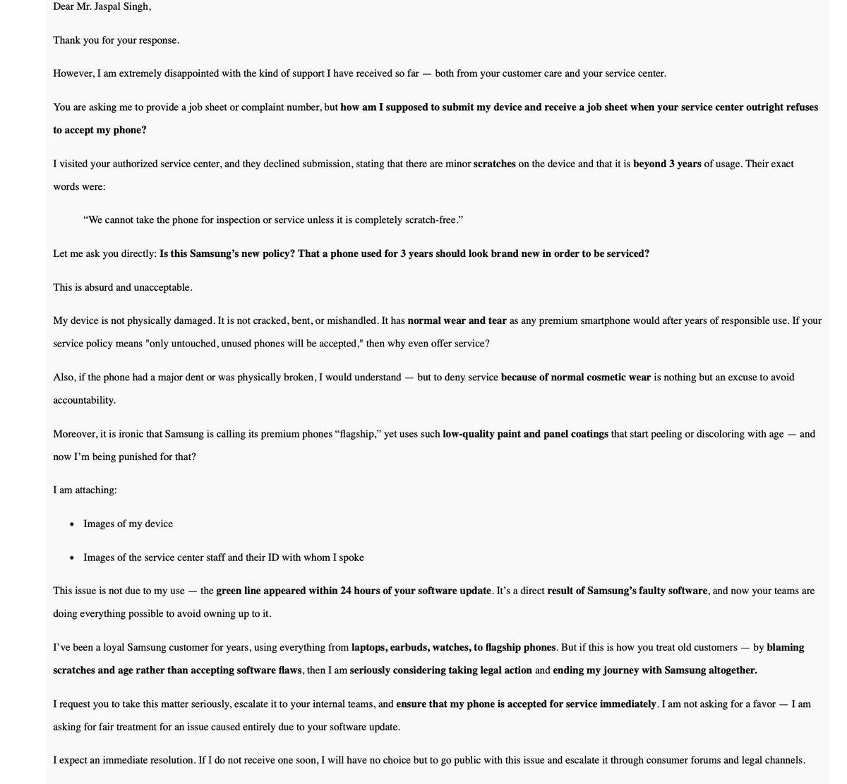 abhishekp050's tweet photo. This is how @SamsungIndia treats its customers — their software update damaged my S22 Ultra, and now they hide behind “guidelines” to avoid free repair.
Fraud tactics to push customers into buying new phones. Don’t buy Samsung!
@DoC_GoI take action!
#SamsungFraud https://t.co/FLEwxSHK0X