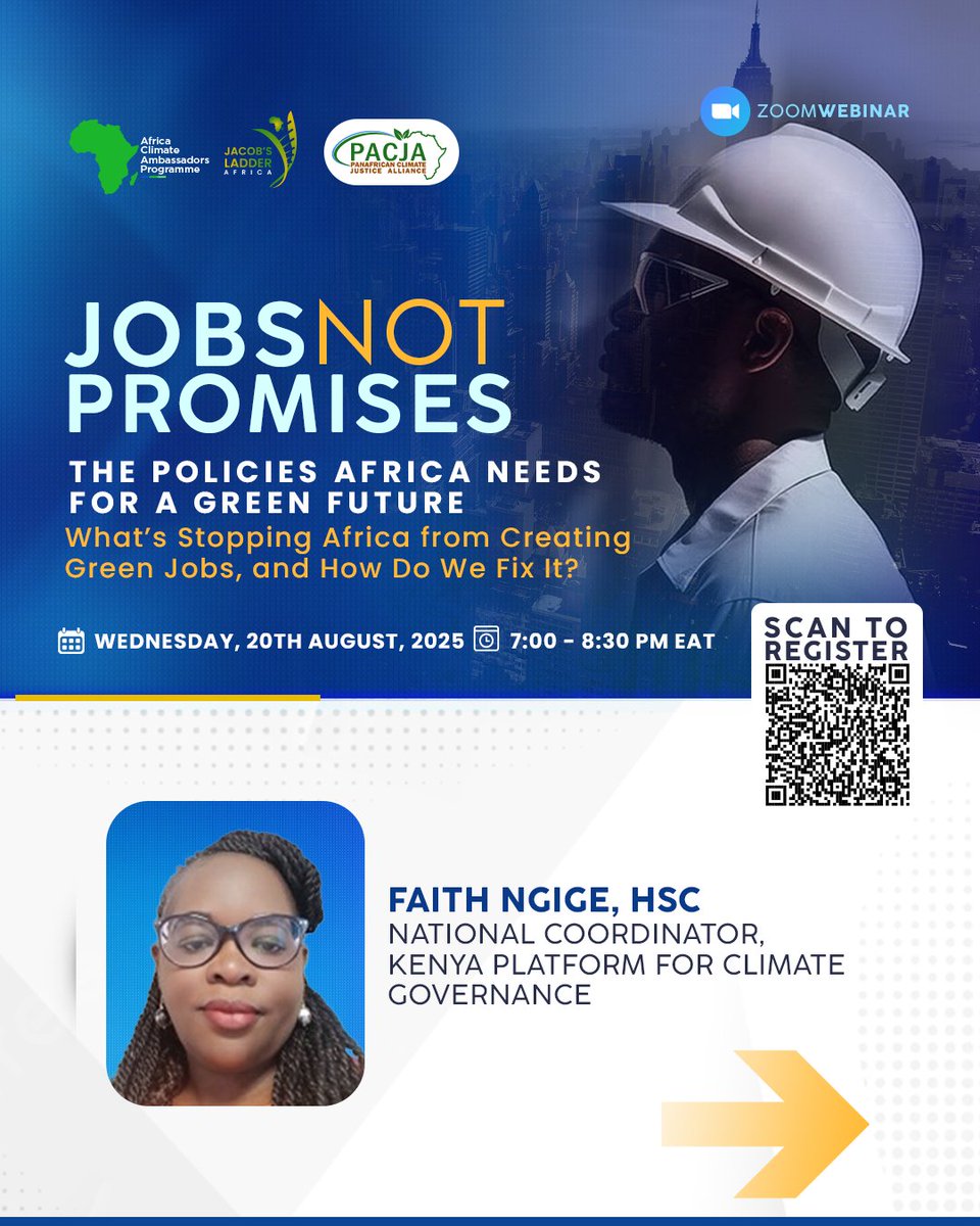 ACAProgramme's tweet image. 𝗪𝗘𝗕𝗜𝗡𝗔𝗥 𝗜𝗡𝗩𝗜𝗧𝗘: 𝗝𝗼𝗯𝘀 𝗡𝗼𝘁 𝗣𝗿𝗼𝗺𝗶𝘀𝗲𝘀 – 𝗧𝗵𝗲 𝗣𝗼𝗹𝗶𝗰𝗶𝗲𝘀 𝗔𝗳𝗿𝗶𝗰𝗮 𝗡𝗲𝗲𝗱𝘀 𝗳𝗼𝗿 𝗮 𝗚𝗿𝗲𝗲𝗻 𝗙𝘂𝘁𝘂𝗿𝗲
Join us for a pre–Africa Climate Summit 2025 (ACS2) conversation that goes beyond declarations to focus on the bold, practical…