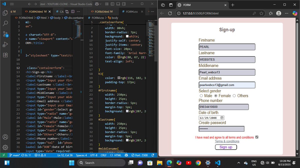 PearlWebco13's tweet image. Yo! Guys. 
This is a recent project. I will be pasting a link soon, do make sure to check it out fans. 
Until then, be fine 🙂.
#pearlwebco13 
#signupform
