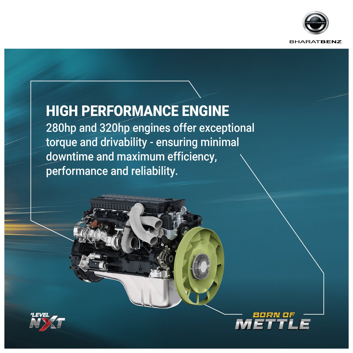 The BharatBenz HX Tipper range is powered by high-performance 280 hp and 320 hp engines that deliver exceptional torque and drivability.
It’s engineered to reduce downtime and boost efficiency—so your business keeps moving without compromise.
Power that performs. Reliability that