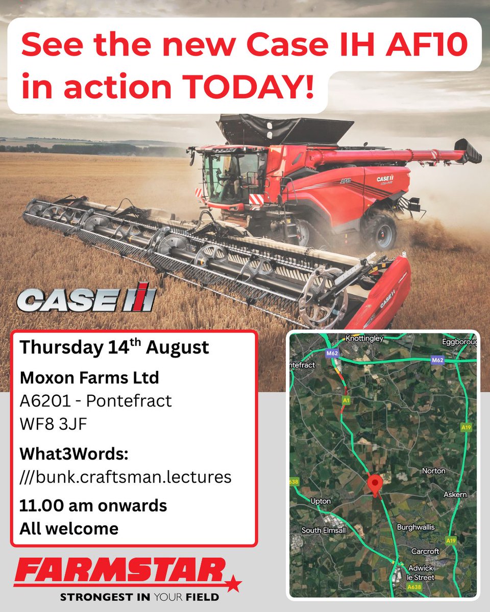 Farmstar Ltd. (@farmstar_ltd) on Twitter photo THE CASE IH AXIAL-FLOW 10 IS HERE! 🤩🎉
Don't miss your chance to see it in action TODAY!
Postcode: WF8 3JF 
What3Words: ///bunk.craftsman.lectures 
See you soon.
 #Farmstar #Strongestinyourfield #AF10 #Caseih #harvest2025 #combine #newcombine THE CASE IH AXIAL-FLOW 10 IS HERE! 🤩🎉
Don't miss your chance to see it in action TODAY!
Postcode: WF8 3JF 
What3Words: ///bunk.craftsman.lectures 
See you soon.
 #Farmstar #Strongestinyourfield #AF10 #Caseih #harvest2025 #combine #newcombine