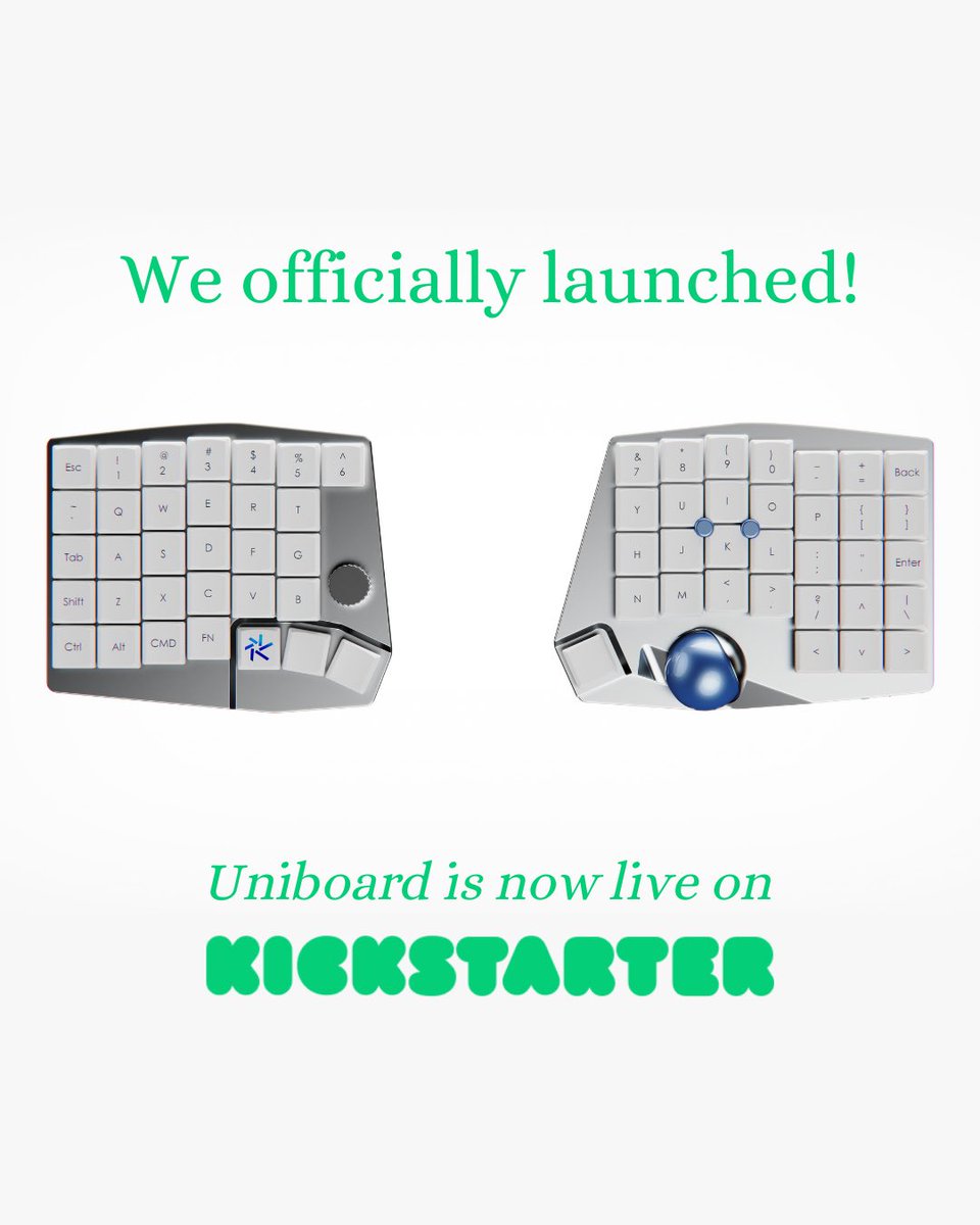 UniboardTech's tweet image. Uniboard is now live on Kickstarter!
Split layout. Built-in trackball. AI hotkeys.
Early bird deals up now kickstarter.com/projects/unibo…

#kickstarter #keyboard #trackball #desksetup