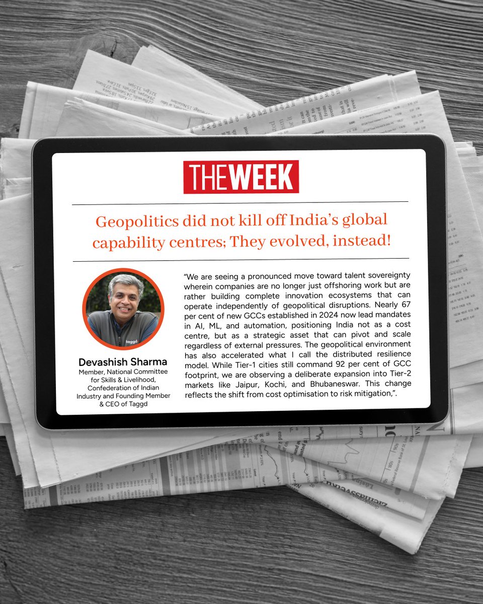 In his latest feature in THE WEEK, our Founder &amp; CEO, Devashish Sharma (देवाशीष शर्मा) unpacks a critical shift: GCCs have evolved from back-office cost centres into strategic, innovation-led powerhouses that are shaping the future of global enterprises.