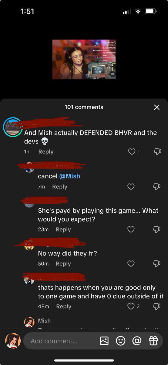 probablymish's tweet photo. This has gone way too far.  Yes I will stand up to people taking things way too far with the devs, sending threats, and harassing them for how the stream went.    If you’ve been in my stream for any period of time, this is how I treat ANY situation, not just the devs.  Also please realize that these people are not streamers and the level of stress and anxiety that had to have been felt in that moment, I can only imagine.  It is 100% valid to want things to get better.  Voice those feelings and ask for change. But it is not valid to make things a personal attack on anyone.  People panic and make mistakes.  It’s okay to hold them accountable, it’s not okay to harass and belittle and make things personal.  If that makes me a bad person then so be it.  I have voiced my grievances with how the situation was handled and I can only hope that things improve from here.  I am doing my best through all of this and I can only imagine how this has affected everyone involved.