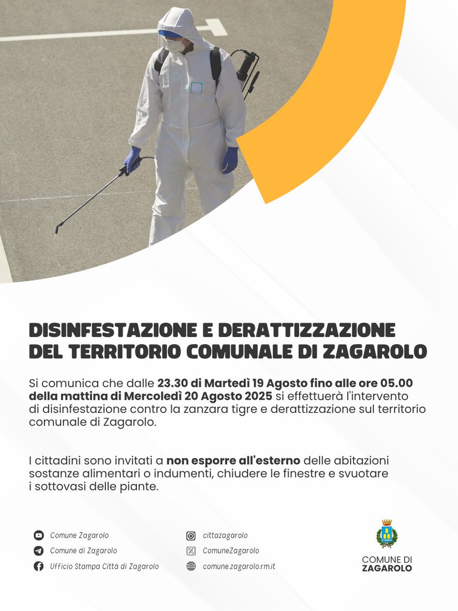 DISINFESTAZIONE E DERATTIZZAZIONE DEL TERRITORIO COMUNALE DI ZAGAROLO
