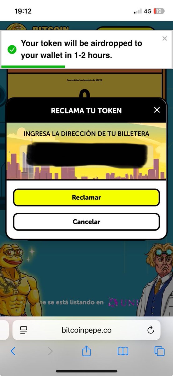 crisumil's tweet photo. @BitcoinPepe_ @Uniswap I claimed Yesterday the tokens with the same wallet that I buy (Metamask) , I pay the fees but I dont recieve the tokens and when I connect the wallet to your page it appears 0 tokens to claim. https://t.co/aWnPmKj0pe